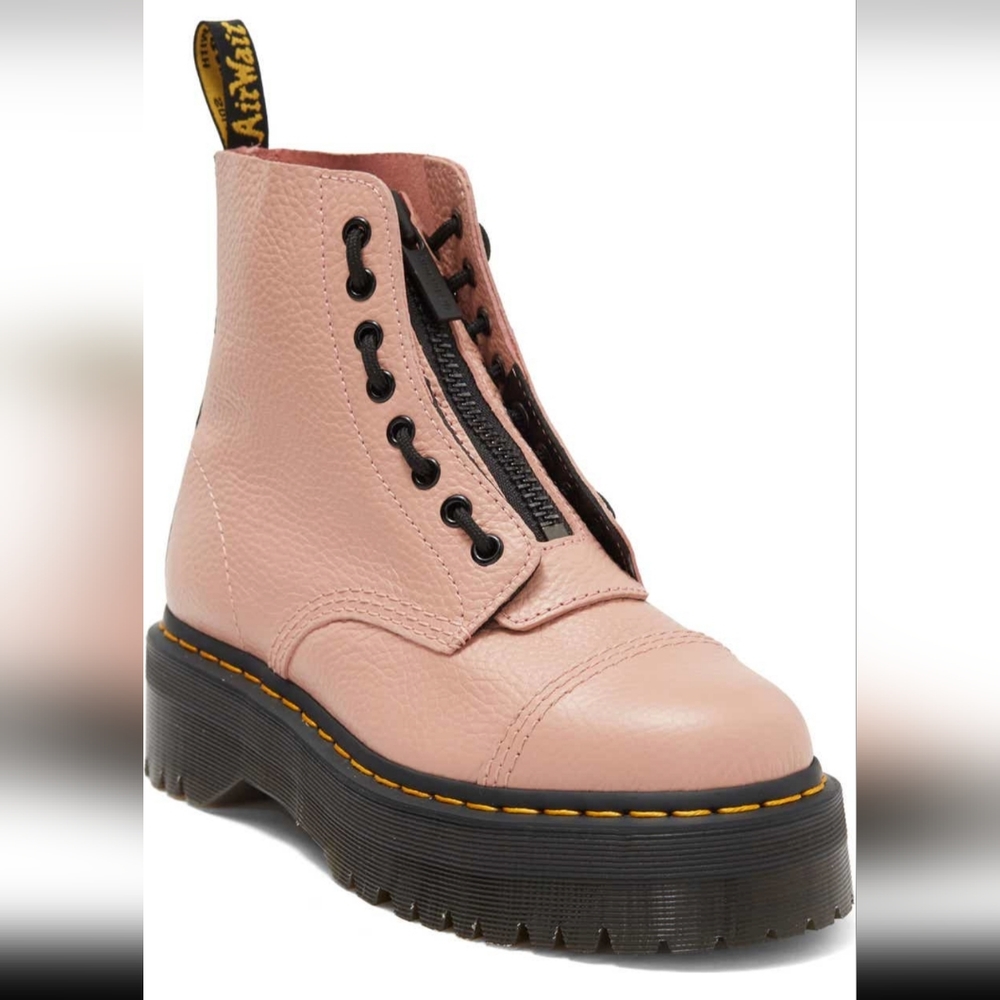 Dr. Martens Pink Leather Platform Combat Boot